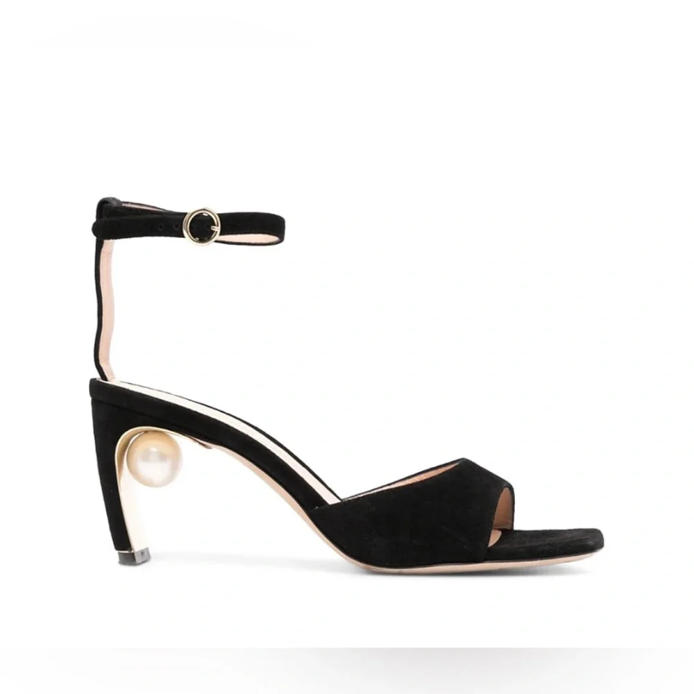 Nicholas Kirkwood Maeve Ankle Strap Sandals. Black Suede. NWB.